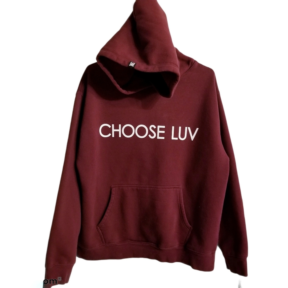 Brunette The Label Burgundy 'Choose Luv' Hoodie